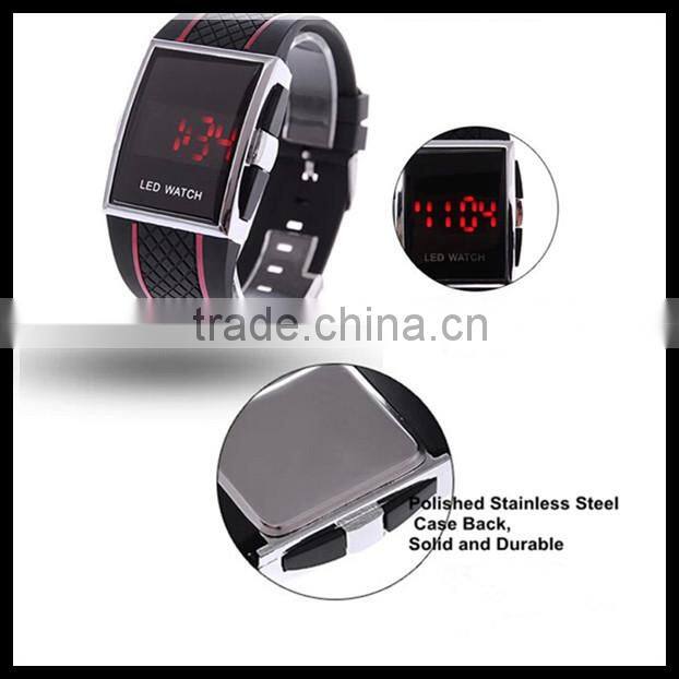 LED watch with rubber strap and alloy watch case