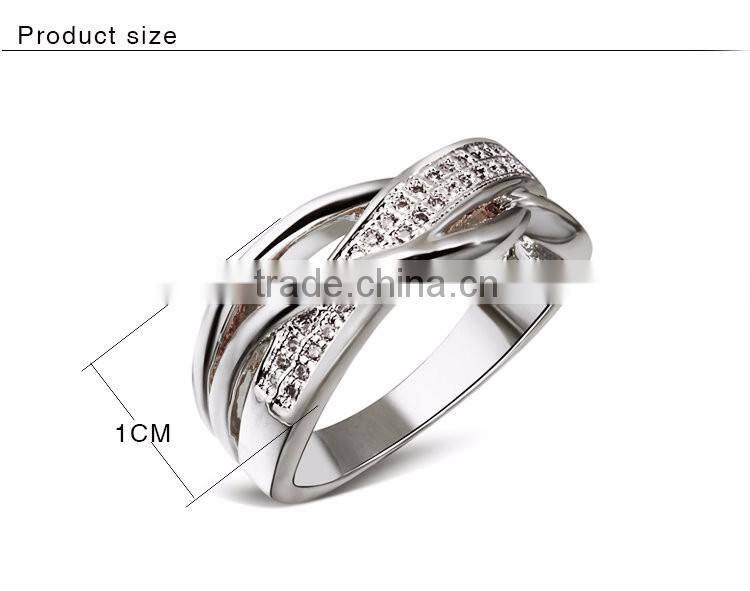 New Product 2017 Cubic Zirconia Hong Kong Factory 2-Tone Plated Wedding Band Ring