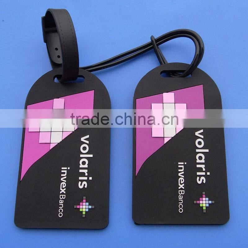 Soft Pvc & Rubber Matrerial Tag Type Pu Luggage Tags with Loops