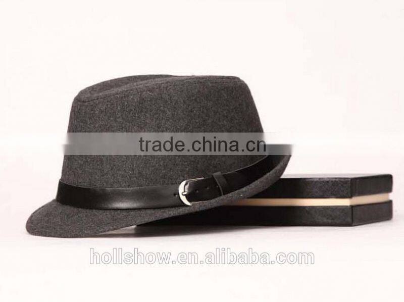 Star Favourite Trend All-match Man Women Trilby Fedora Cap With Leather Buckle