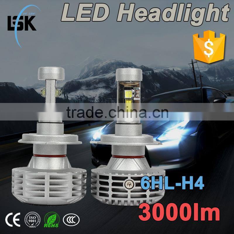 Newest G6 strong lifespan 50000 hours no fan all in one super bright h4 car led headlight china factory direct