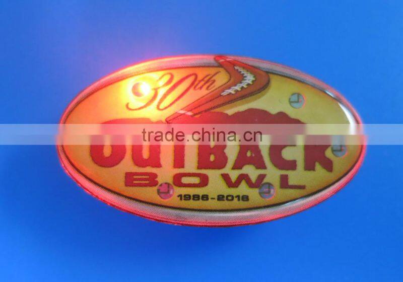 Round Shape Blinking LED light Badges for souvenir gifts