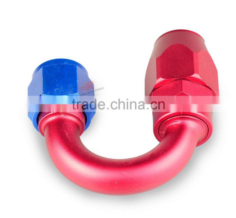 Aluminum oil cooler fitting 180 degree resuable hose end fuel line hose end fitting adaptor blue and red 40-180-10