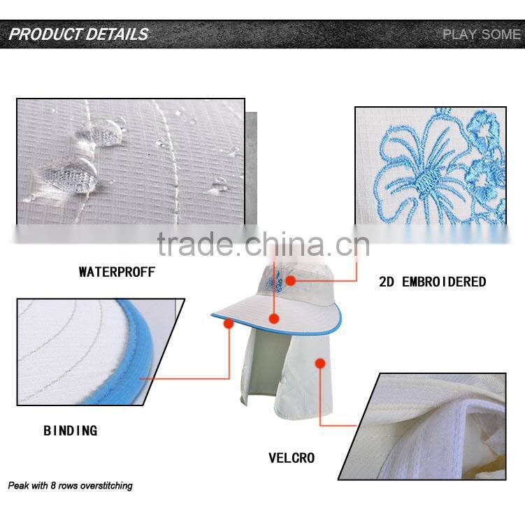 White cotton wide brim women custom bucket hat