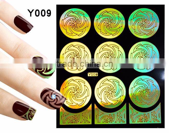 2016 colorful pvc french hollow pvc nail art design nail sticker stencil