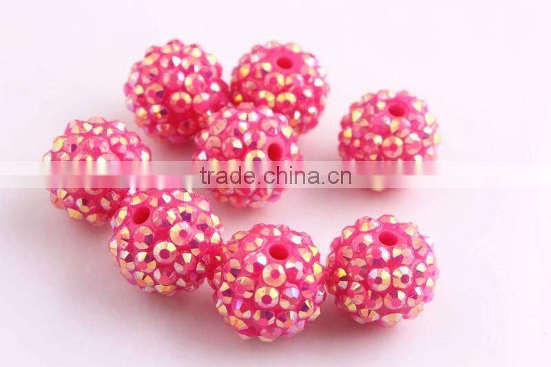 Pink AB Color Resin Rhinestone Ball Beads for Chunky Necklace Jewelry, Custom Design Accept Wholesales Cheap 10mm to 40mm