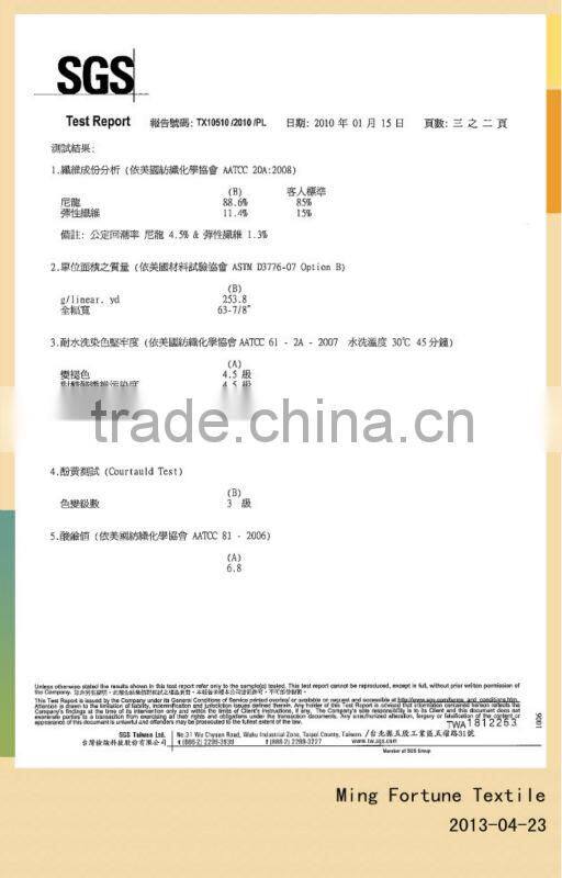 2013 new polyester jersey knit 90 nylon 10 spandex fabric for garment