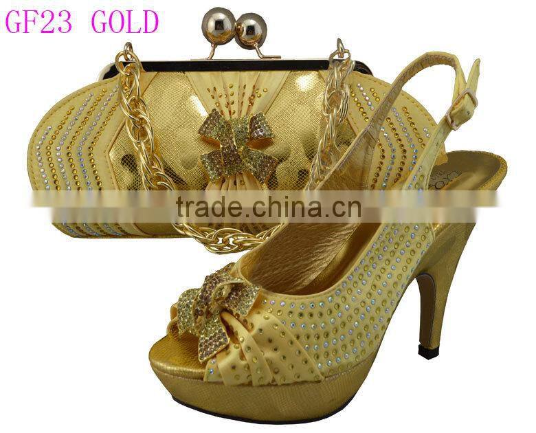 Wholesale lady italian shoes matching bag set women shoes and bags OF GF23 black