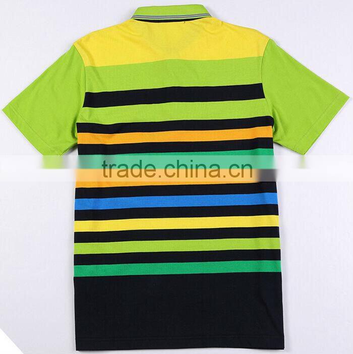 2014 fashion style men stripe color combination polo shirt