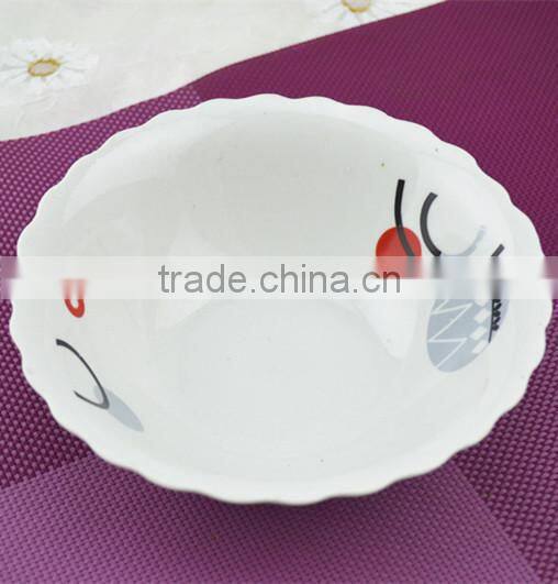 ceramic decal bowl with customer logo on bottom of the bowl