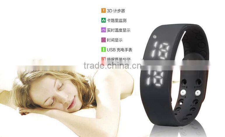 TOP Selling LED Silicone Watch calorie burn counter watch 3D pedometer USB bracelet