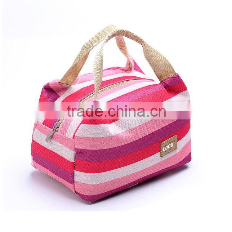 Cooler bag with stripe for picnic insulated cooler bag for food and fruit