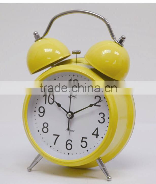 5" twin bell alarm clock, quartz analog table alarm clock, desk alarm clock