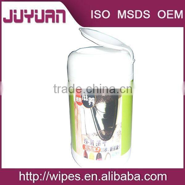 Private logo barrel package shoe polish wet wipes