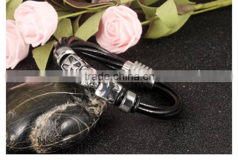 Ally Express Wholesale Bracelet Black Leather Lion Men Bracelet
