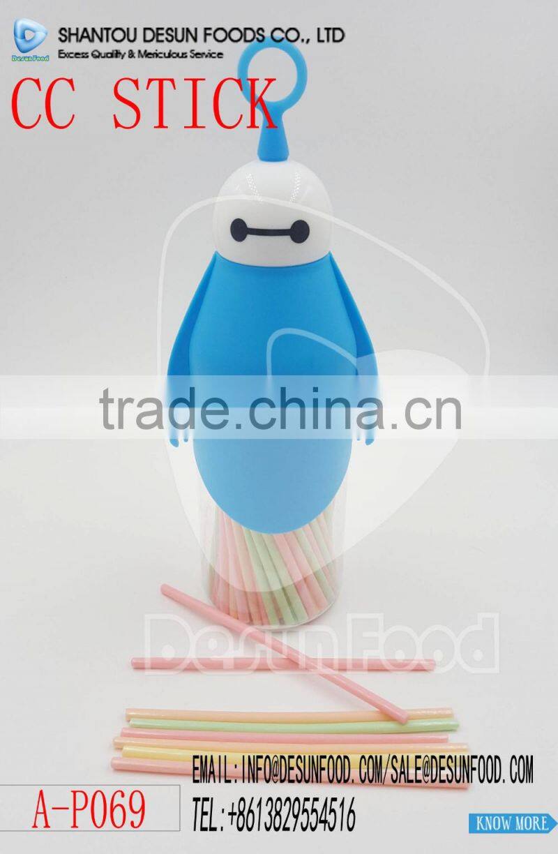 CC stick candy in colorful baymax bottle