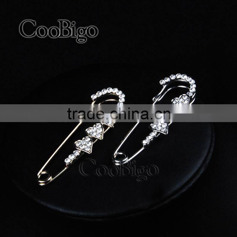 Fashion Jewelry Rhinestone Heart Shape Pin Brooch Girls Dresses Hijab Scarf Wedding Party Gift Appreal Promotion Accessories