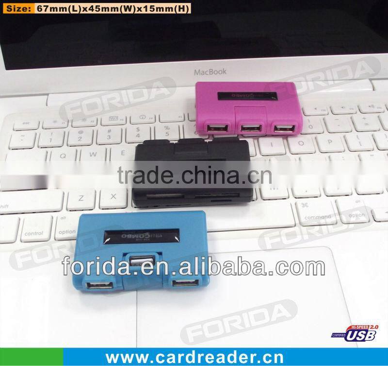 USB 2.0 Hub & Card reader sd/ms/tf---express black usb hub combo