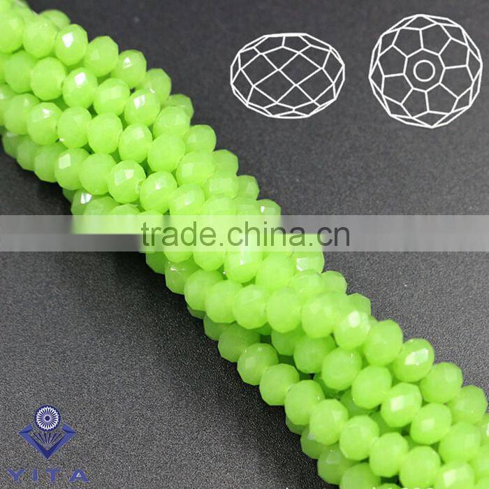 Green Series 4MM Jade Material flat rondelle 48 faceted rondelle loose crystal beads