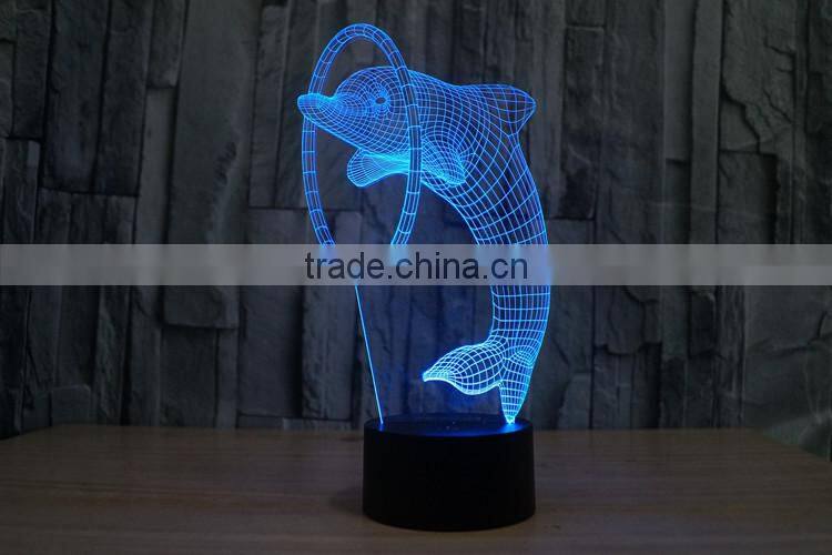 Lovely Dolphin 3D illusion Led Night Light Projection Baby Bedside Table Desk Lamp USB LED Electronic Gadget Decorative Lighting