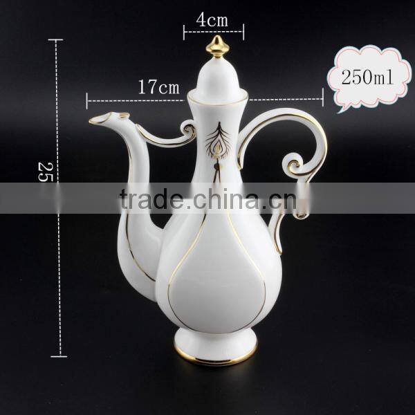 japanese 10pcs fine bone china wine set with gold-rim