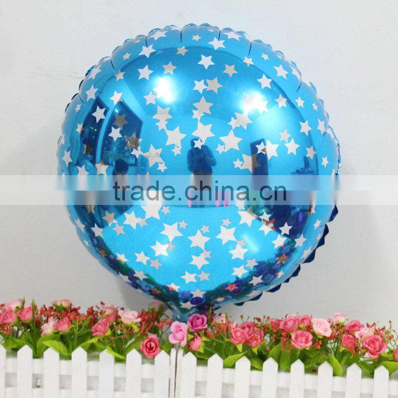 18 inch round shape red aluminum foil balloons for party decoration with little star printed