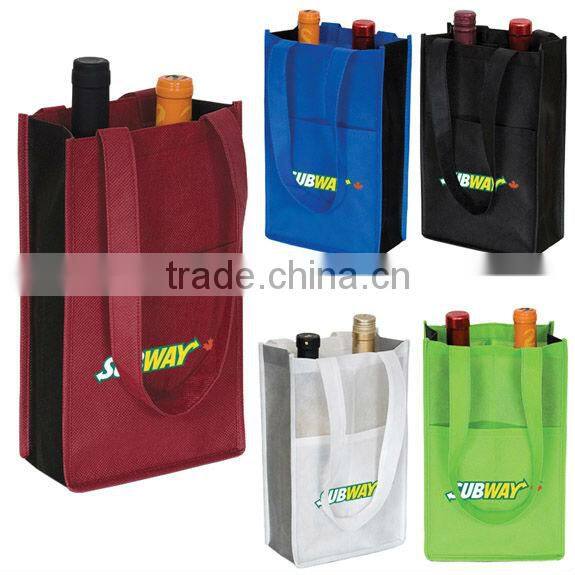 customizable non woven 6 bottle 6 pack wine tote bag