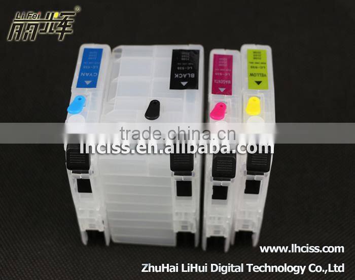 4pieces refillable ink cartridge for Brother LC539BK LC535C/M/Y use for Brother DCP-J100/J105 with reset chip