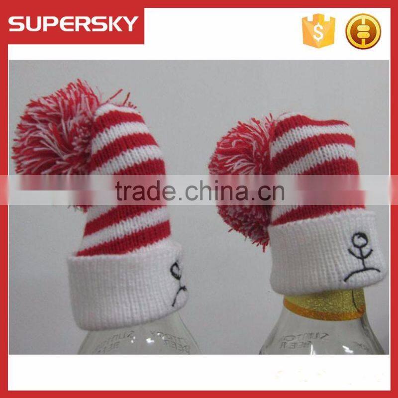 C1681 Santa wine bottle hat knit pattern