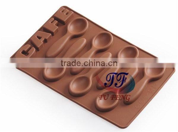 7 holes food grade silicone 3d cafe chocolate spoon mould