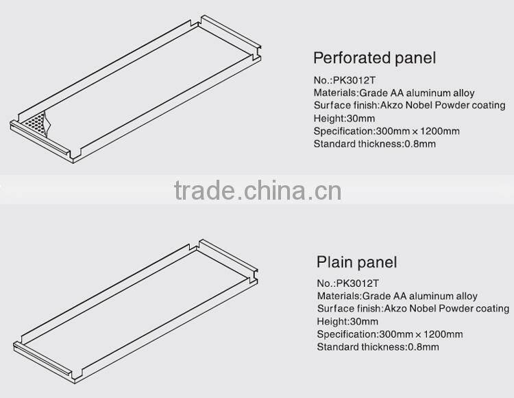Round Straight Perforations Suspended Metal Ceiling Aluminum K shaped Expansive Ceiling