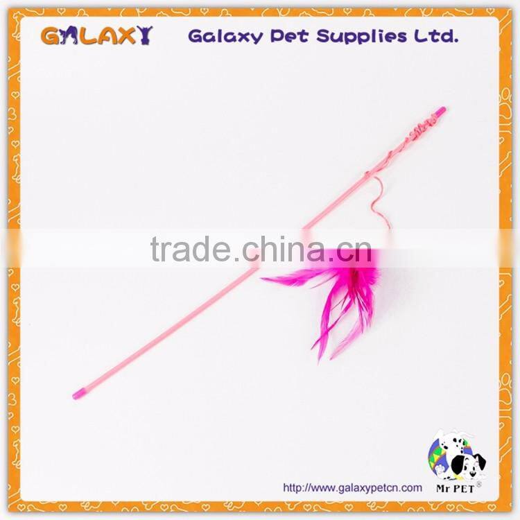 Fishing Rod Type Solid Color Feather Cat Teaser Stick Toy With Bell