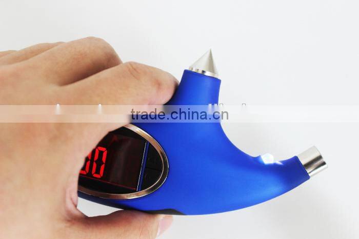 2014 New 5 in 1 Hand held 200 psi backlight digital tire pressure gauge for testing car with digital tread ruler of 15mm