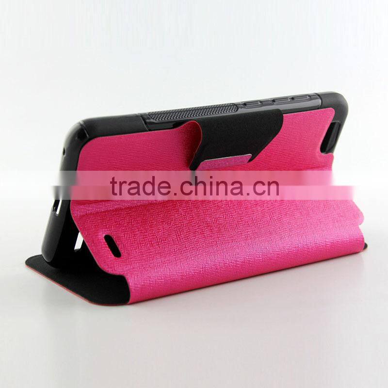 Newest wholesale mix color Pearl grain flip leather case for ZTE Q7 S6 LUX
