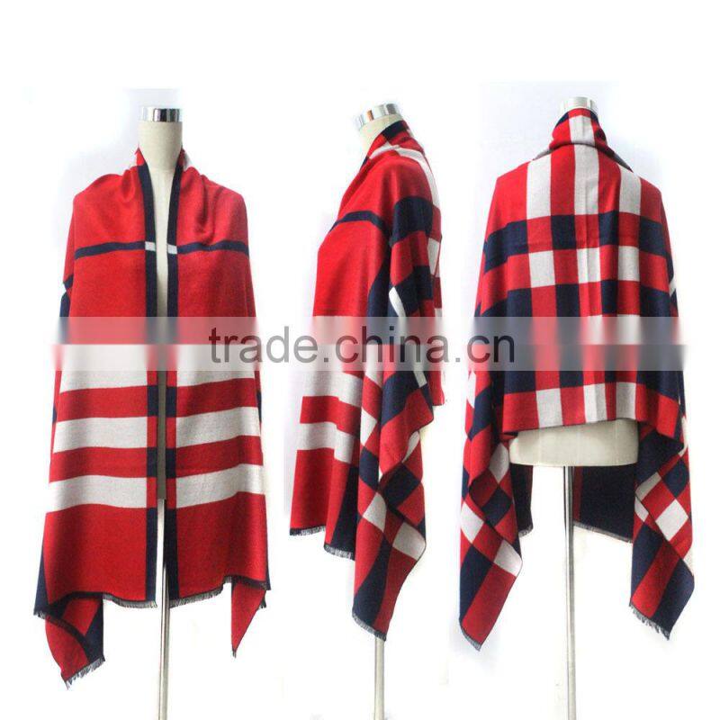 balck and red color tartan plaid indian wool shawl