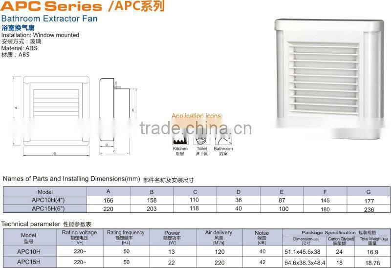 APC15H 6 inch Low noise ventilating fan