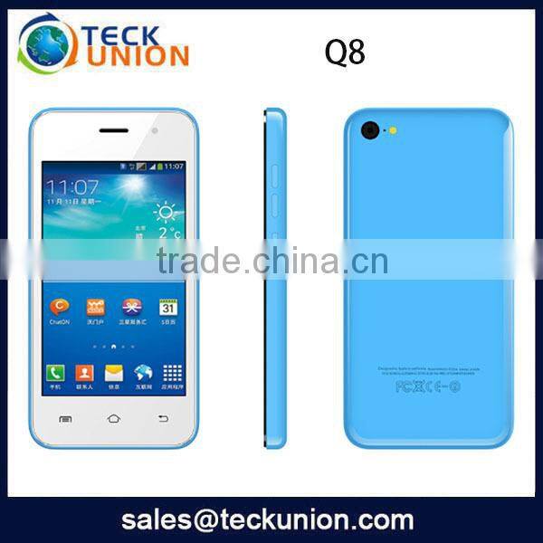 Made in china 4inch android 3G smartphone Q8 MTK6572 dual core dual camera