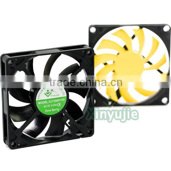 xinyujie 80*80*15mm 12/24v box fan mini exhaust fan hot air exhaust fan