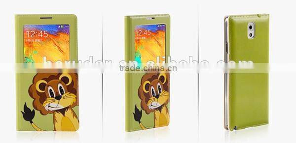Animal cartoon print oem phone back for samsung note 3 leather case