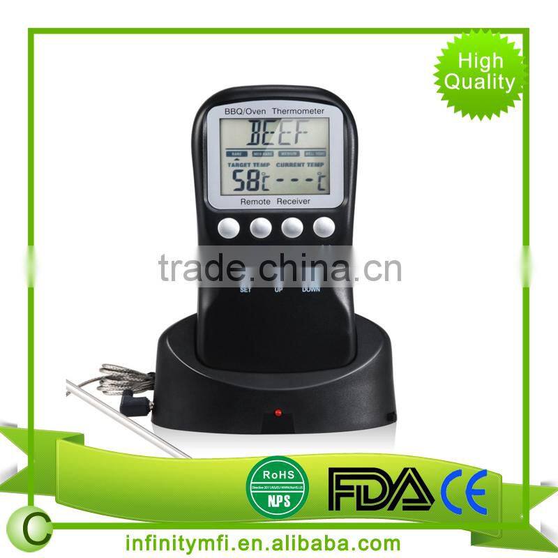 Range Wireless RF digital Meat BBQ Thermometer Food-grade 304 stainless steel , healthy and safe ,Wireless remote control