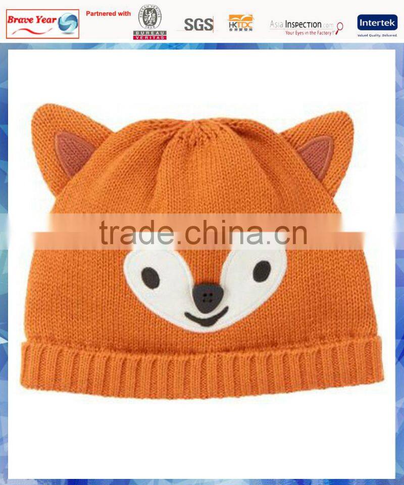 fox animal knit cotton baby hat/knit baby hat/cute baby hats