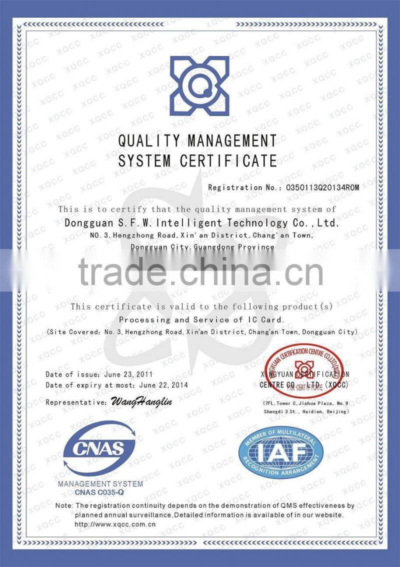 Lastest design nfc name card with chip for phone