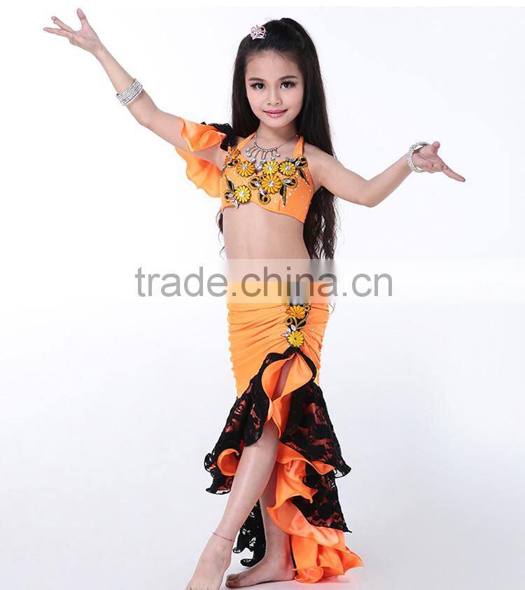 Wuchieal High Grade Stage Performance Belly Dance Costumes for kids in 4 colors