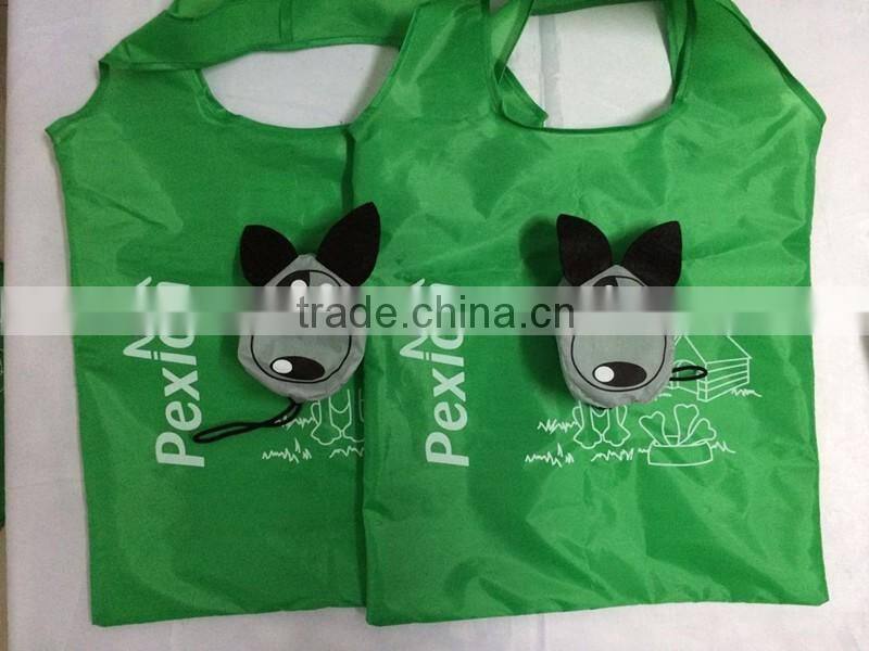 Reusable Nylon Foldable Shopping Bag, promotion Nylon Bag Fold in Small Pouch