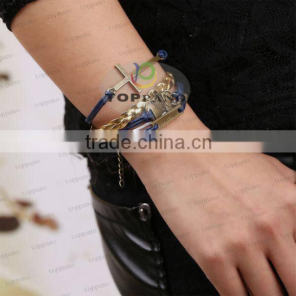 Top quality handmade jewelry new hot-selling design vintage braided leather bracelet for men