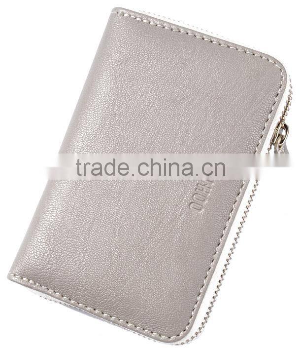 leather business card holder credit card holder with metal zipper