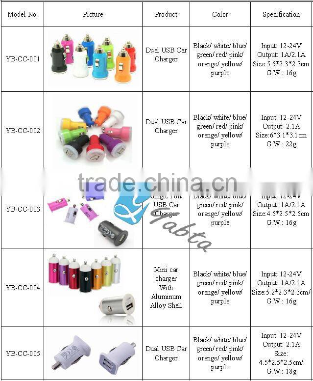 Yabta 5V 1A cargador de coche