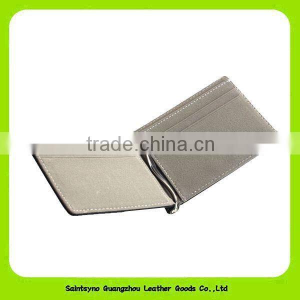 Bi-fold compact design classic money clip wallet leather 015