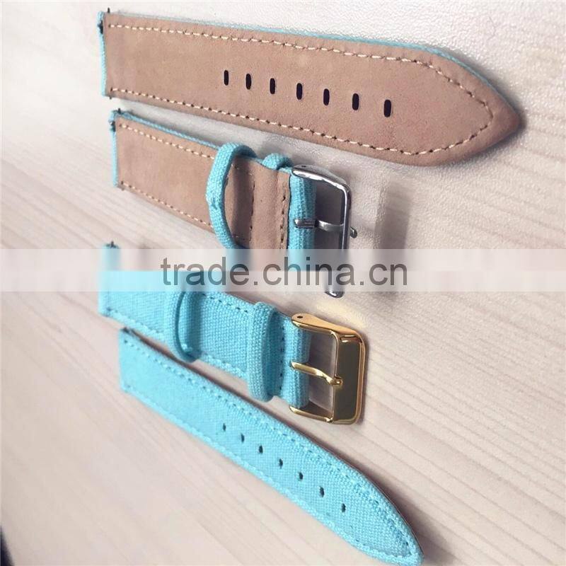 22mm Quick Release Canvas Leather Cuff Watch Band
