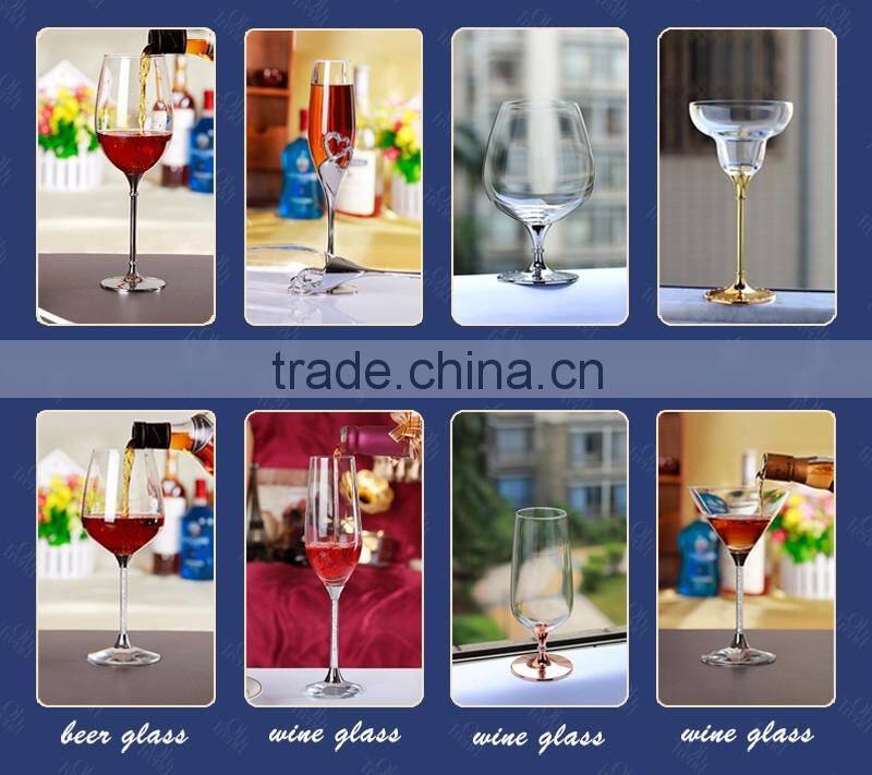 Clear lead free crystal unique cheap color champagne flutes with metal stand